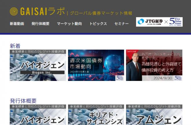 JTG証券の外債情報サイト、生成AIを活用した動画を導入していく「GAISAIラボ」にリニューアル！